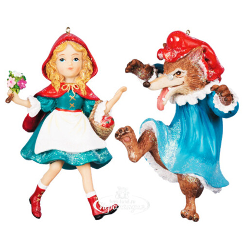 Набор елочных игрушек Красная Шапочка и Волк, 11 см, 2 шт, подвеска Holiday Classics