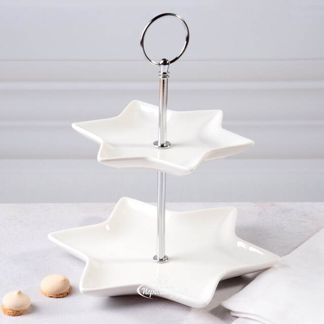 Этажерка для закусок Etoile двухъярусная 22*21 см, фарфор Koopman