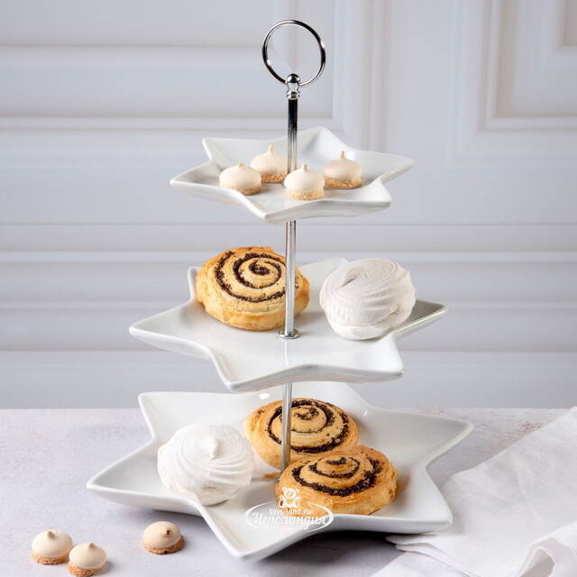 Этажерка для закусок Etoile трехъярусная 32*26 см, фарфор Koopman