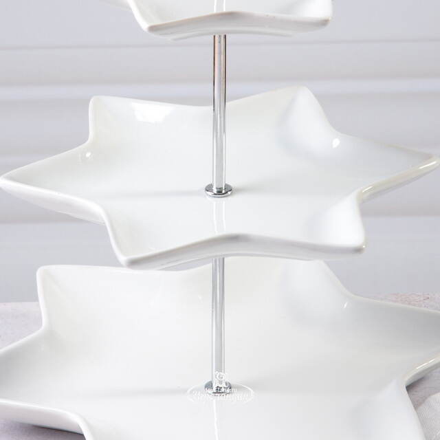 Этажерка для закусок Etoile трехъярусная 32*26 см, фарфор Koopman