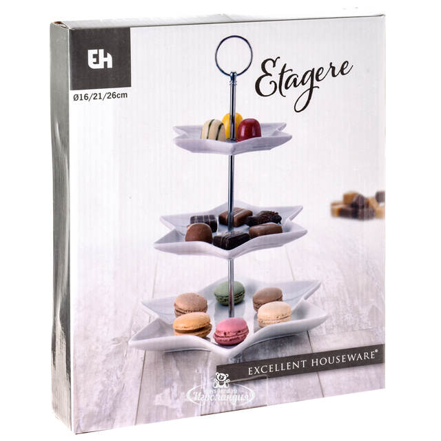 Этажерка для закусок Etoile трехъярусная 32*26 см, фарфор Koopman