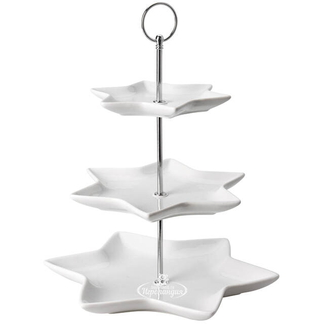 Этажерка для закусок Etoile трехъярусная 32*26 см, фарфор Koopman