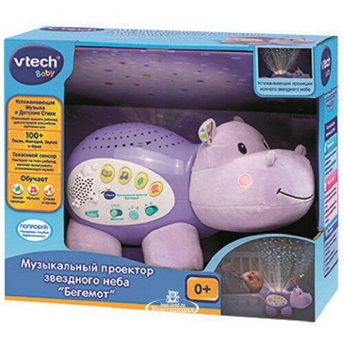 Детский ночник - проектор звездного неба Бегемот со звуком Vtech