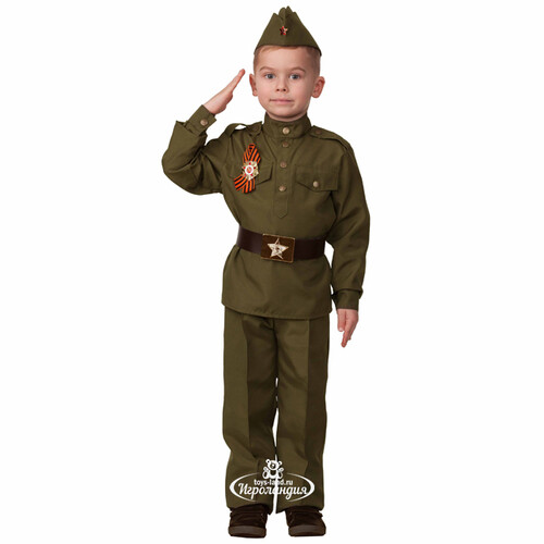 Детская военная форма Солдат в пилотке, зелёный, рост 110 см Батик