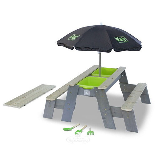 Стол-песочница для песка и воды Акцент 120*94*50 см с зонтиком, крышкой и аксессуарами Exit