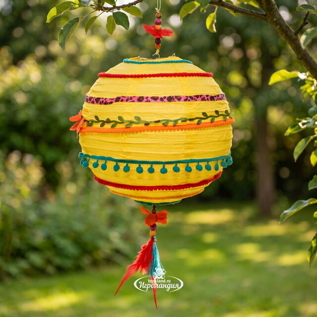 Бумажный шар Хиппи-стиль 50*30 см желтый Kaemingk (Кейминг)
