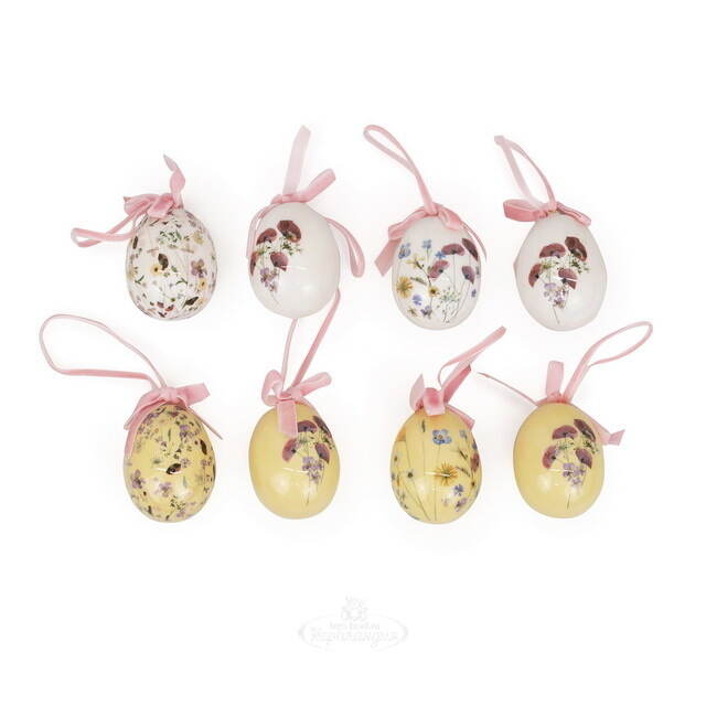 Пасхальные украшения Яйца Floral Easter 5 см, 8 шт, подвеска Kaemingk