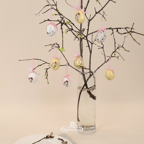 Пасхальные украшения Яйца Floral Easter 5 см, 8 шт, подвеска Kaemingk