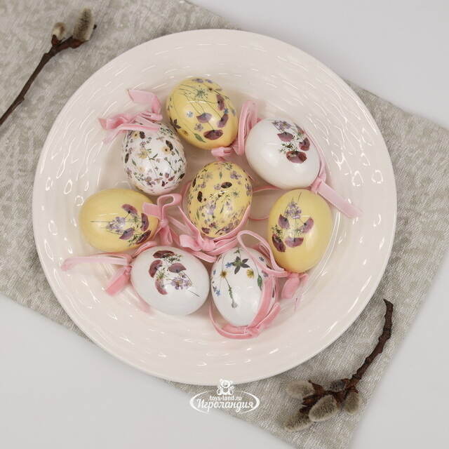 Пасхальные украшения Яйца Floral Easter 5 см, 8 шт, подвеска Kaemingk