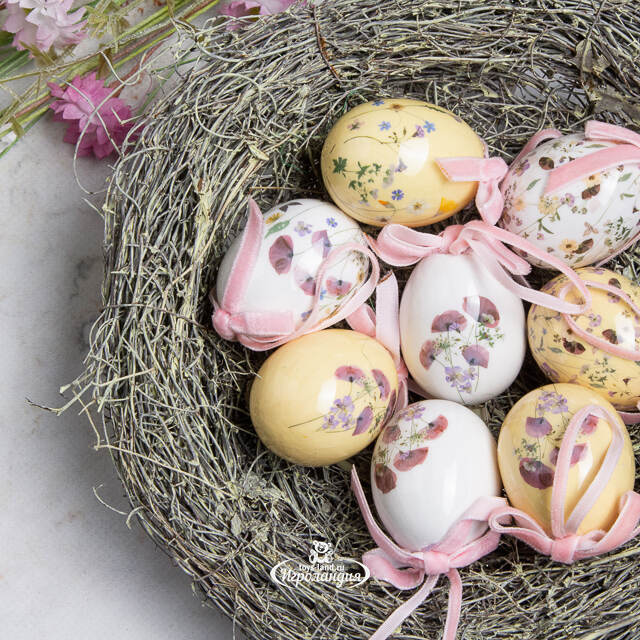 Пасхальные украшения Яйца Floral Easter 5 см, 8 шт, подвеска Kaemingk