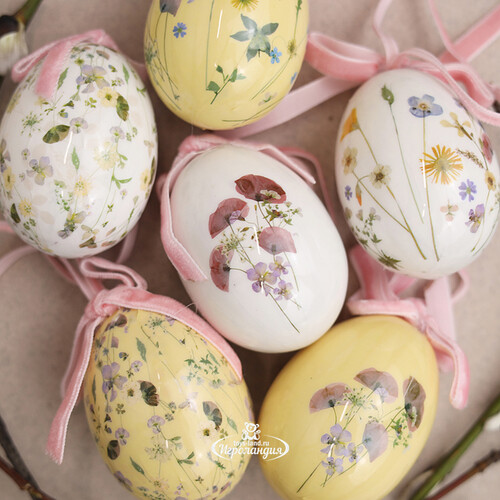 Пасхальные украшения Яйца Floral Easter 6 см, 6 шт, подвеска Kaemingk