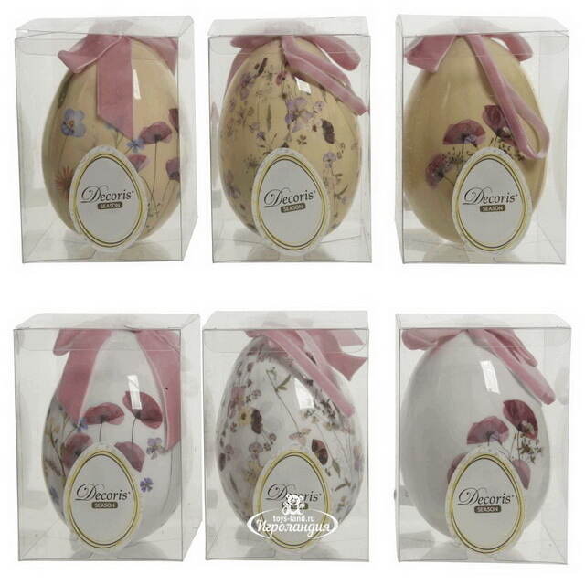 Пасхальные украшения Яйца Easter von Delicacy 12 см, 3 шт, белые, подвеска Kaemingk