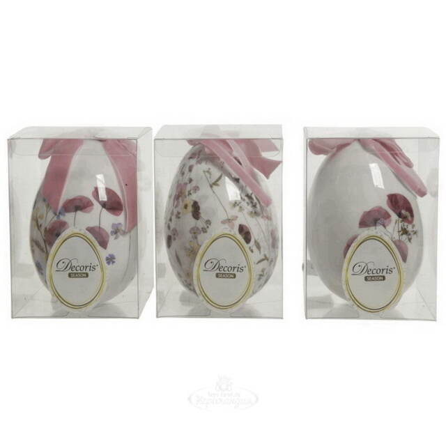 Пасхальные украшения Яйца Easter von Delicacy 12 см, 3 шт, белые, подвеска Kaemingk