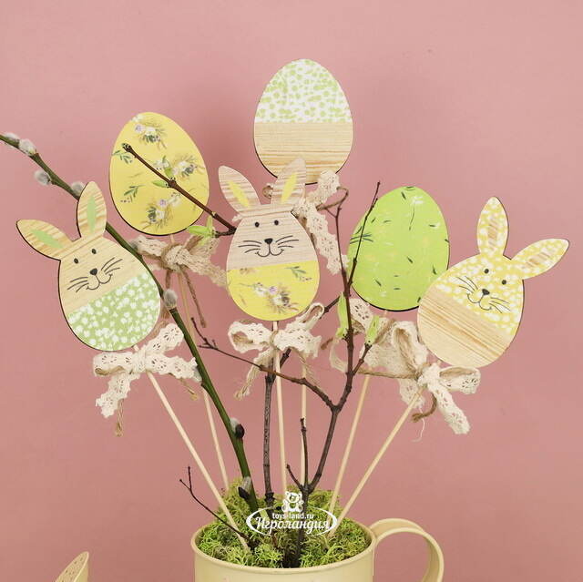 Пасхальные украшения на палочке Easter Style 30 см, 6 шт Kaemingk