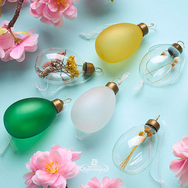 Пасхальные украшения Яйца Spring Flore 6 см, 6 шт., подвеска Kaemingk