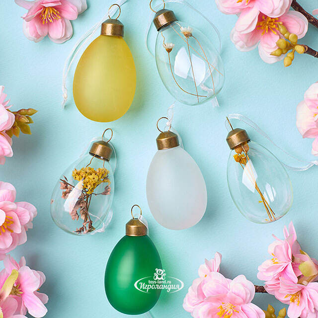 Пасхальные украшения Яйца Spring Flore 6 см, 6 шт., подвеска Kaemingk