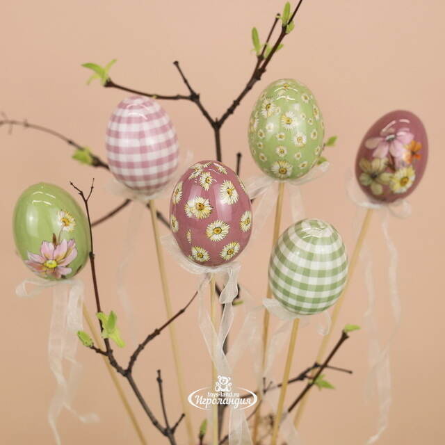 Пасхальные украшения Яйца на палочке Flower Easter 6 см, 6 шт Kaemingk