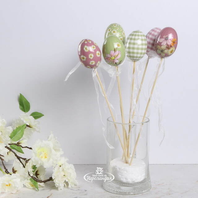 Пасхальные украшения Яйца на палочке Flower Easter 6 см, 6 шт Kaemingk