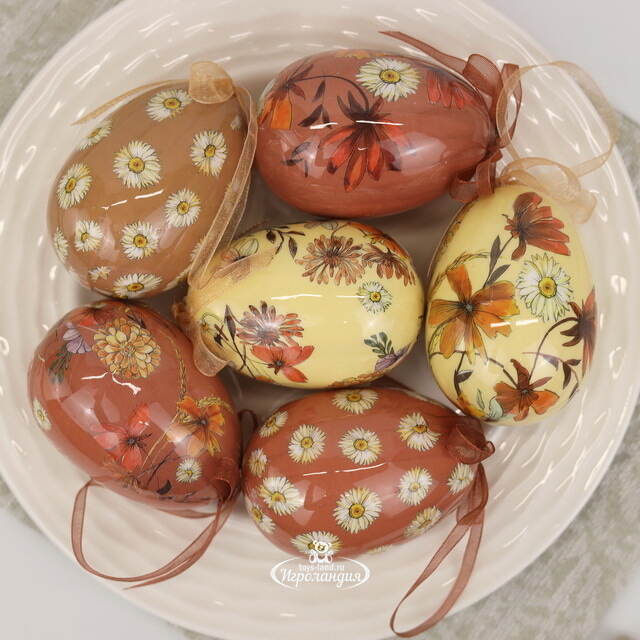 Пасхальные украшения Яйца Easter Etude 8 см, 6 шт, подвеска Kaemingk