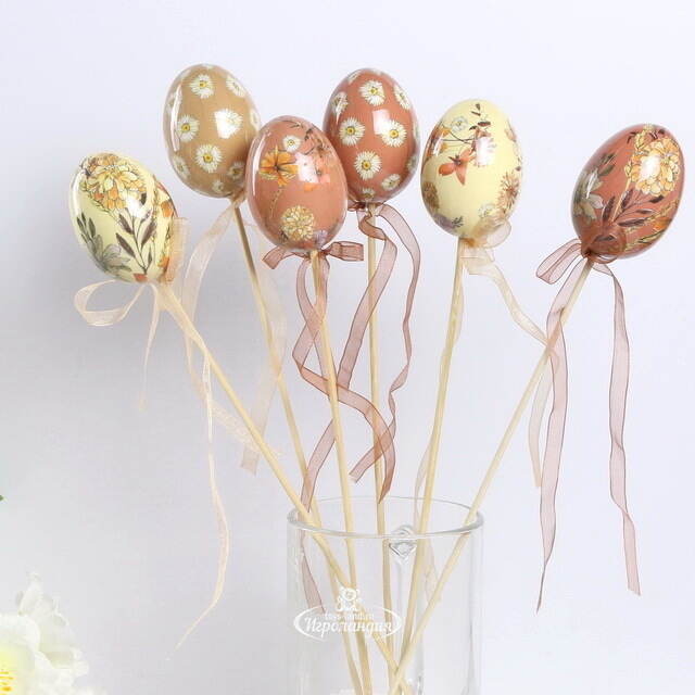 Пасхальные украшения Яйца на палочке Easter Etude 6 см, 6 шт Kaemingk