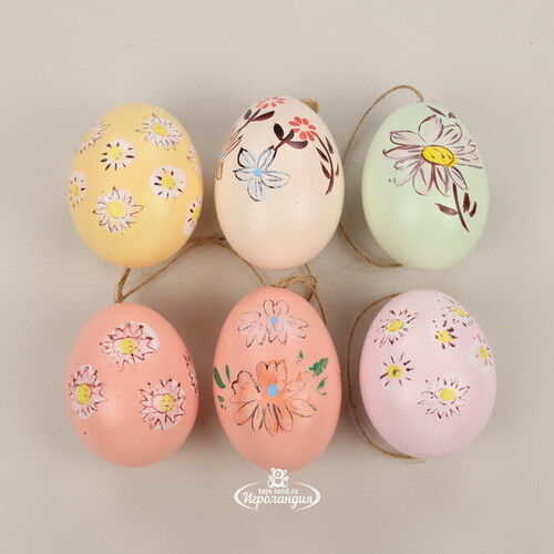 Пасхальные украшения Яйца Sunny Easter 6 см, 6 шт, натуральные Kaemingk