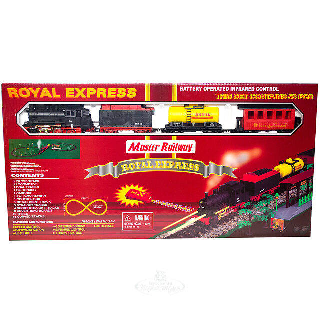 Железная дорога Royal Express 5.5 м 53 элемента звук свет дым Golden Bright