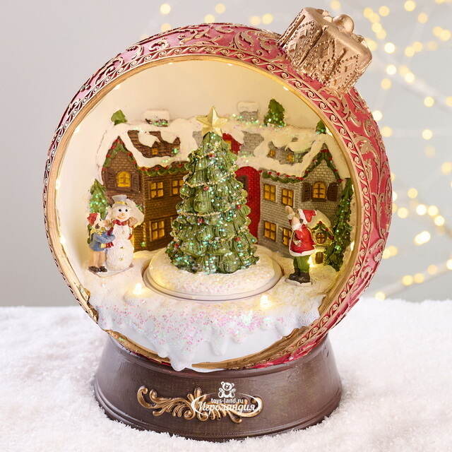 Светящаяся композиция Шар - Olde Christmas Town 23 см, музыка, движение EDG (ЭДГ)