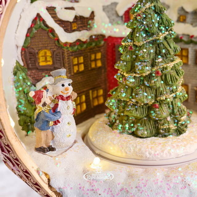 Светящаяся композиция Шар - Olde Christmas Town 23 см, музыка, движение EDG (ЭДГ)