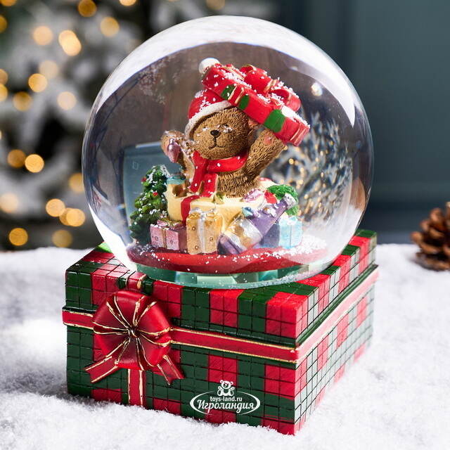 Музыкальный снежный шар Подарки для медвежонка 20 см EDG