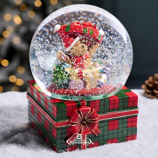Музыкальный снежный шар Подарки для медвежонка 20 см EDG