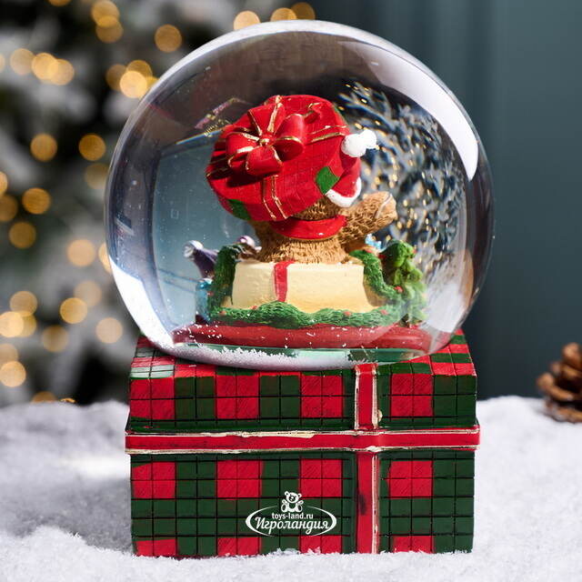 Музыкальный снежный шар Подарки для медвежонка 20 см EDG