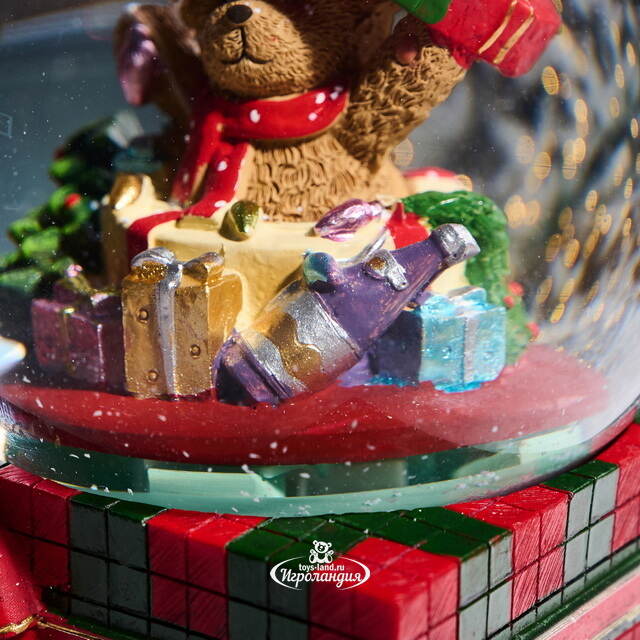 Музыкальный снежный шар Подарки для медвежонка 20 см EDG