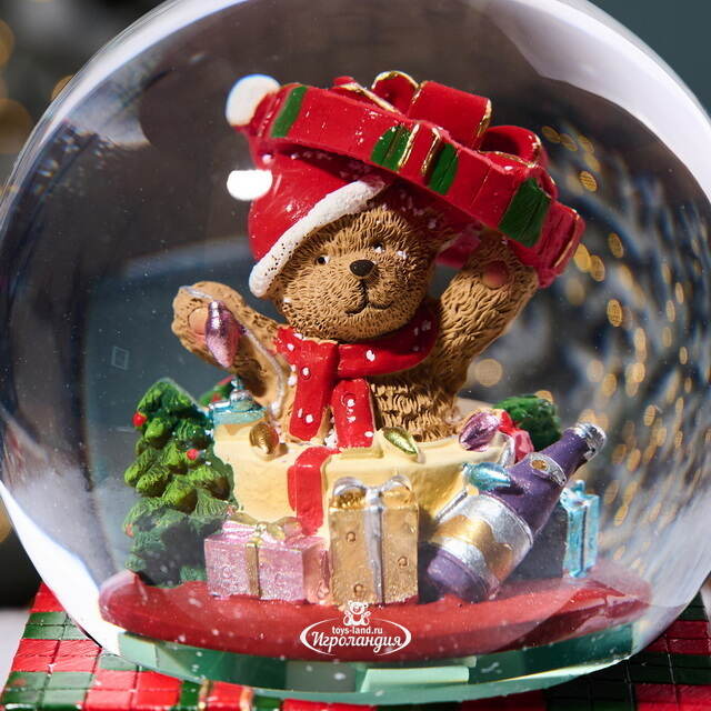 Музыкальный снежный шар Подарки для медвежонка 20 см EDG