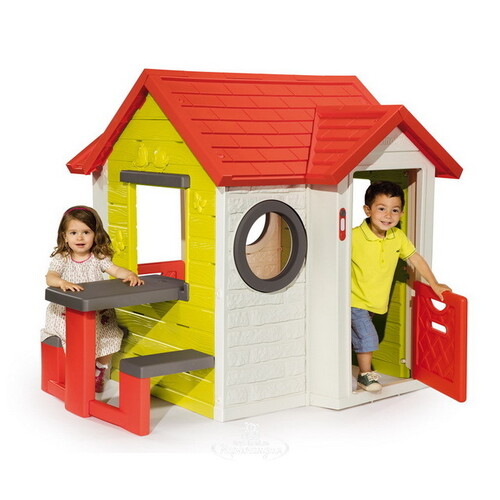 Детский игровой домик со столом, 154*135*120 см, звук Smoby