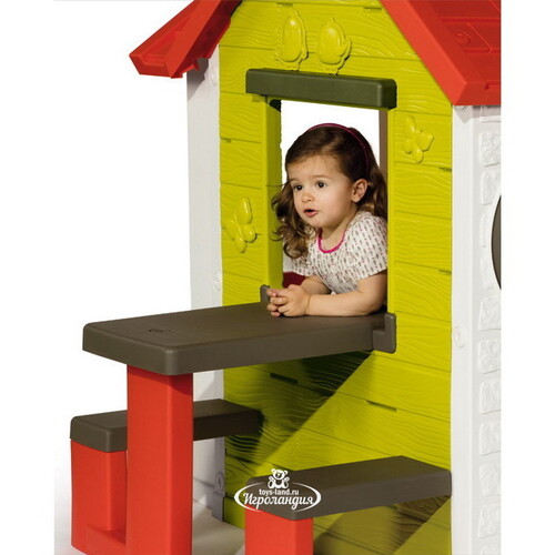 Детский игровой домик со столом, 154*135*120 см, звук Smoby