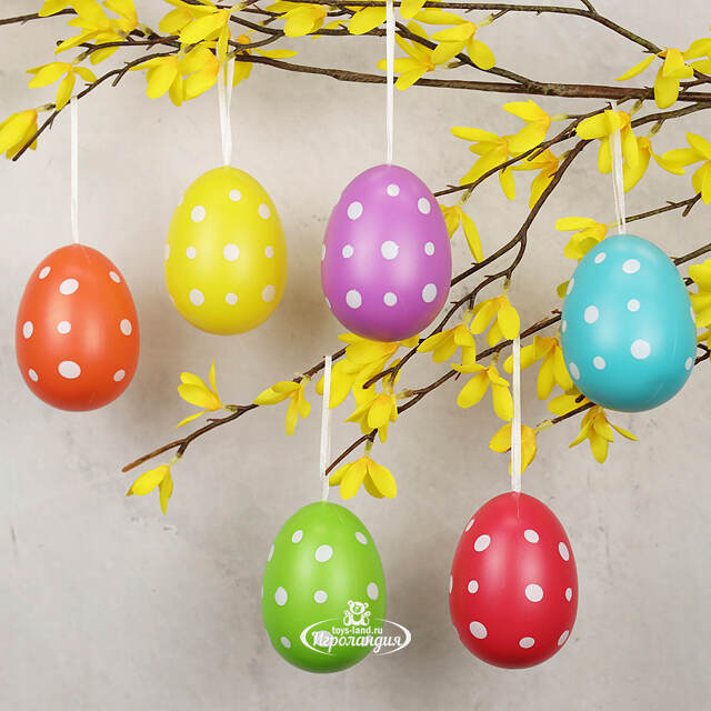 Пасхальные украшения Яйца Colours of Easter 9 см, 6 шт, подвеска Kaemingk