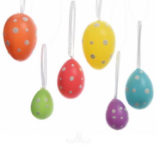 Пасхальные украшения Яйца Colours of Easter 4-6 см, 12 шт, подвеска Kaemingk