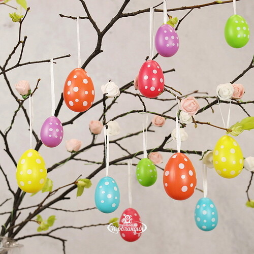Пасхальные украшения Яйца Colours of Easter 4-6 см, 12 шт, подвеска Kaemingk