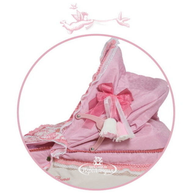 Коляска для куклы Даниэла с сумкой и зонтиком 90 см бело-розовая Decuevas Toys