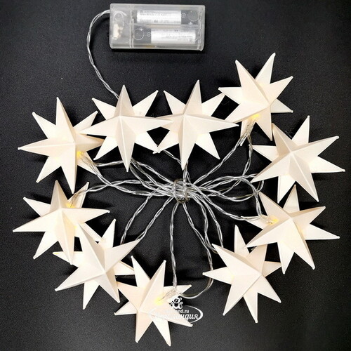 Светодиодная гирлянда Звезда: White Riegel на батарейках, 10 теплых белых LED ламп, прозрачный ПВХ, IP20 Sigro