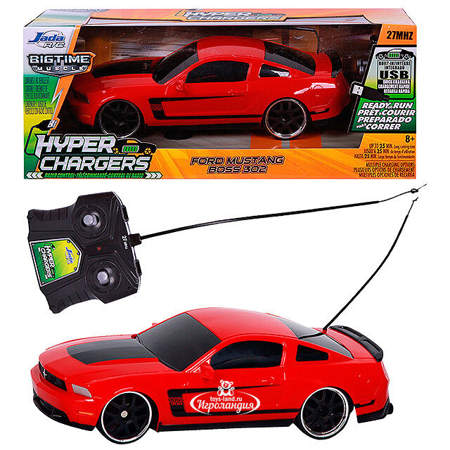 Радиоуправляемая модель "2012 Ford Mustang Boss 302", 30 см, 1:16, красный Jada Toys