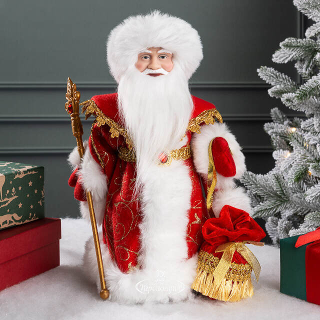 Фигура Дед Мороз - Хозяин Зимы в красной шубе 30 см Triumph Tree