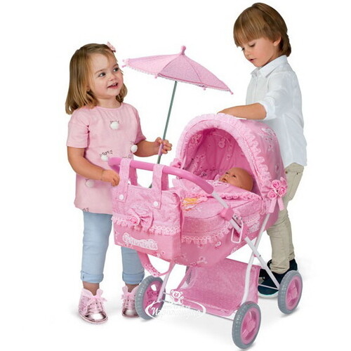 Коляска для куклы с сумкой и зонтиком Мария 60 см Decuevas Toys