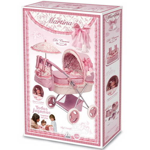Коляска для куклы с сумкой и зонтиком Мартина 60 см розовая Decuevas Toys