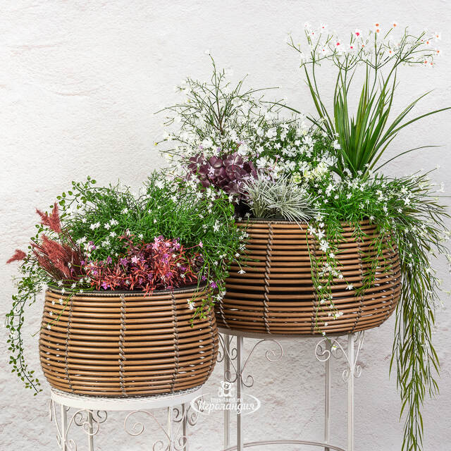 Искусственный подвесной куст Midleton Stone 43 см, белый Summer Deco