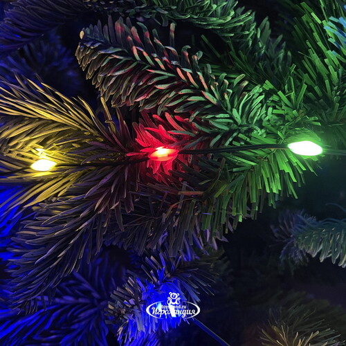 Гирлянда на елку 2 м Лучи Росы - Micro Flex, 16 нитей, 672 разноцветные LED лампы, зеленая проволока, контроллер, IP44 Edelman