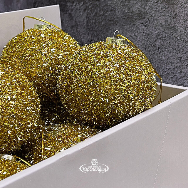 Набор елочных шаров Fluffy Shine: Золотой 10 см, 24 шт Edelman