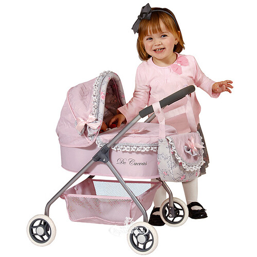 Коляска для куклы Романтик с сумкой 56 см розовая Decuevas Toys