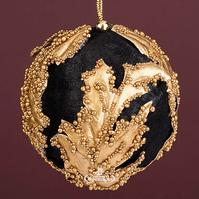Винтажный елочный шар Con Foglie di Champagne 9 см черный Christmas Deluxe