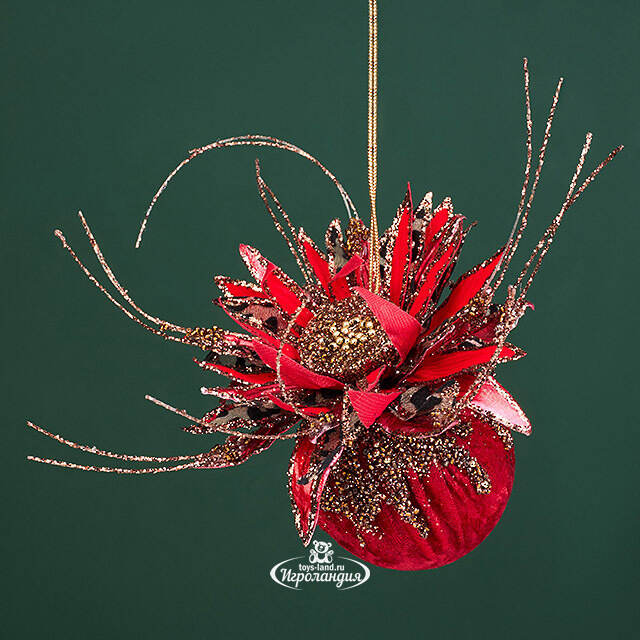 Винтажный елочный шар Girasole Skormus 10 см, красный Christmas Deluxe